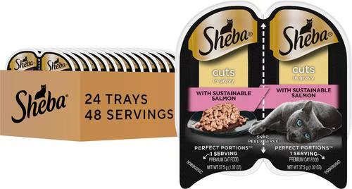 Sheba Perfect Portions Cuts Wet Cat Food, Sustainable Salmon, 24 ct, 48 servings